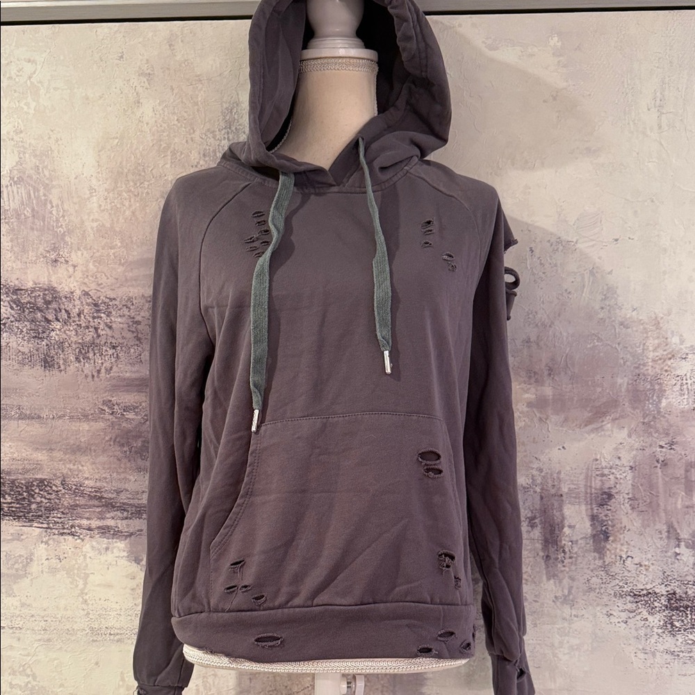 Cotton Candy Women’s Distressed Hoodie - Gray